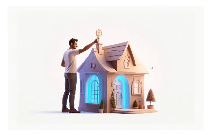Homebuyer Man 3D Character Design Artwork Illustration image